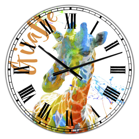 Colorful Safari Animals D - Large Cottage Wall Clock