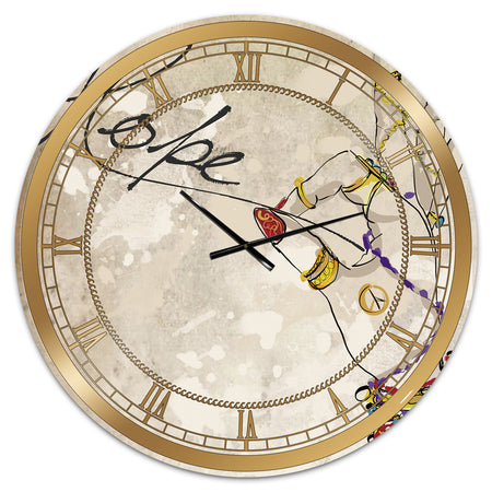 Gypsy Hippy Hand Hope - Oversized Cottage Wall Clock