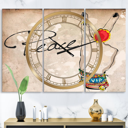 Gypsy Hippy Hand Peace - Large Cottage Wall Clock - 3 Panels