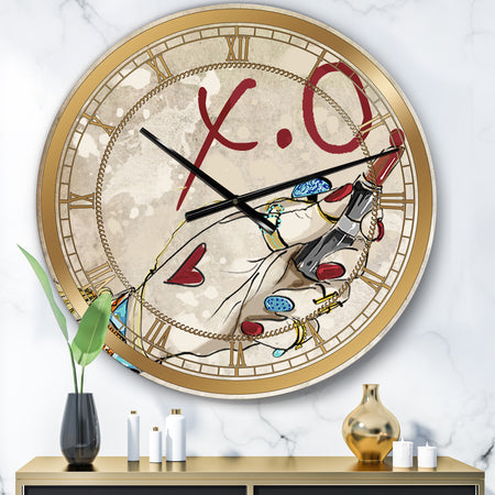 Gypsy Hippy Hand Lipstick xo - Cottage Wall Clock