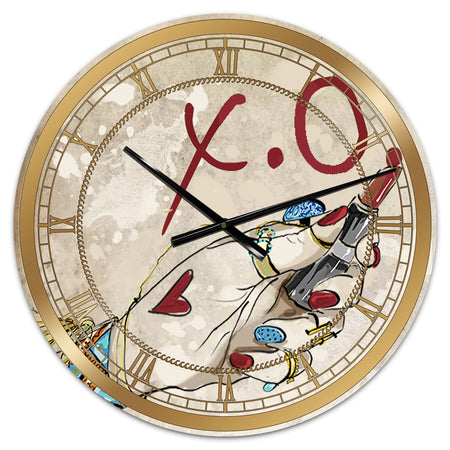 Gypsy Hippy Hand Lipstick xo - Cottage Wall Clock