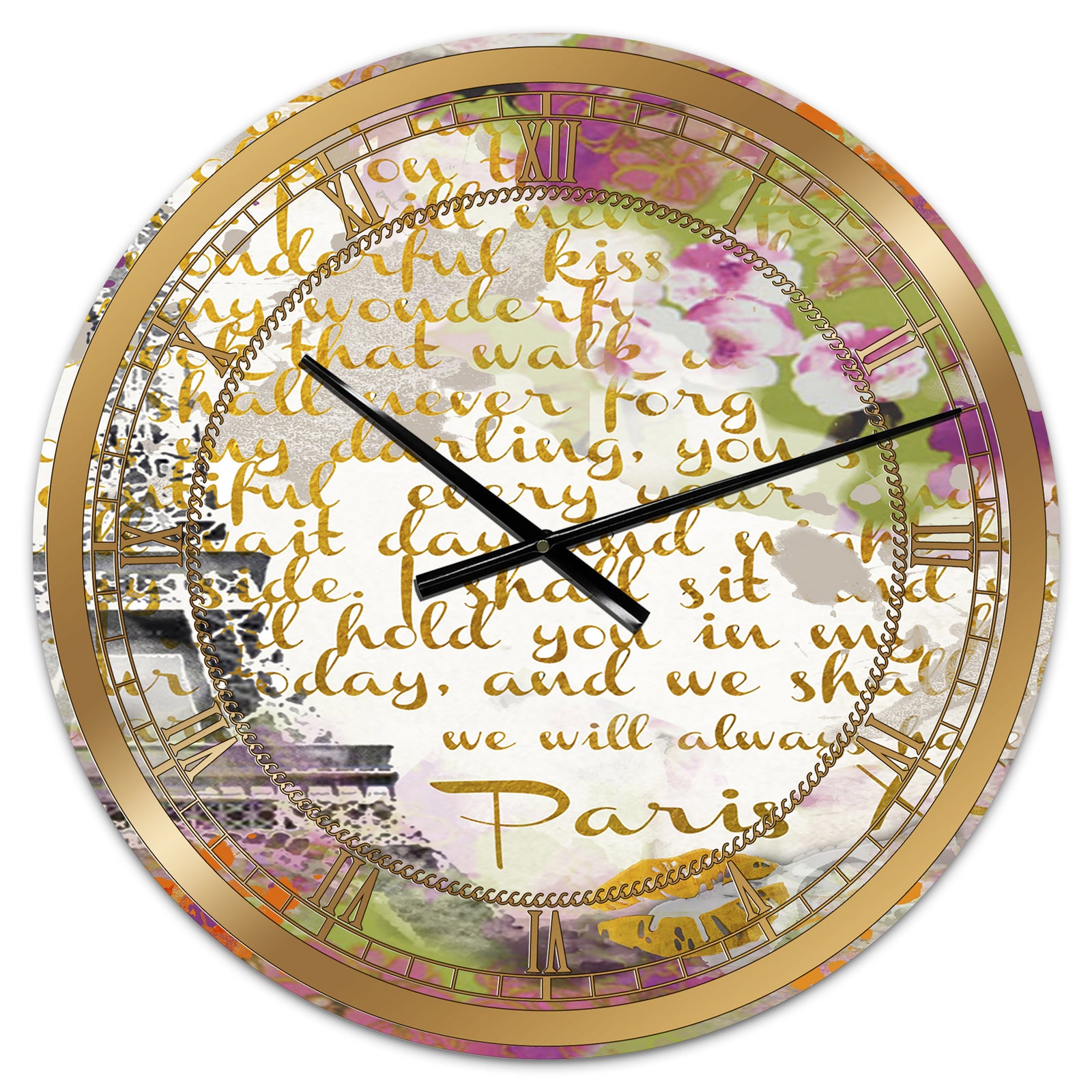With Love From Paris 1 - Large Traditional Wall Clock