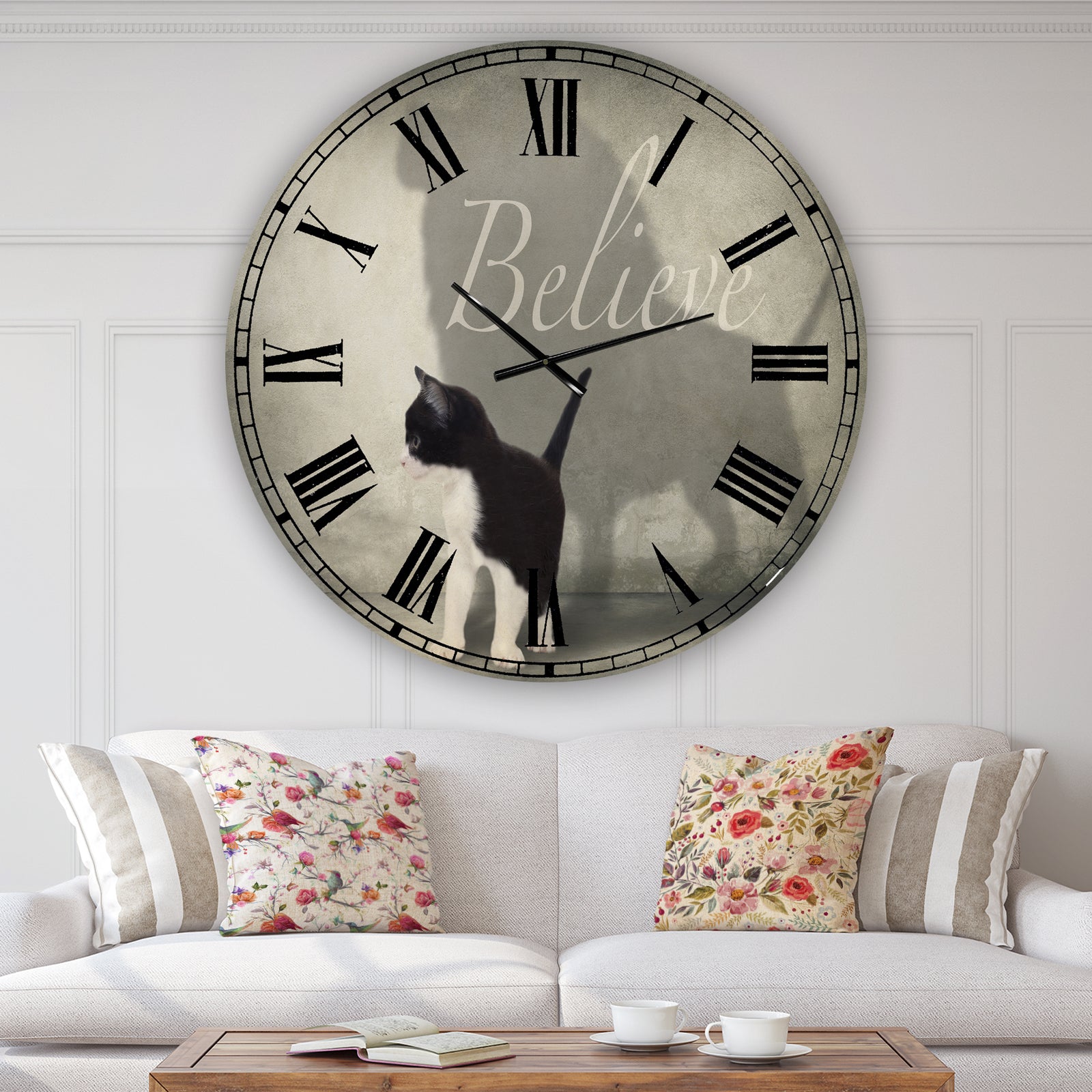 Believe Shadow I - Oversized Cottage Wall Clock