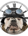 Dog With Biker Helmet  - Oversized Modern Wall Clock