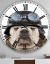 Dog With Biker Helmet  - Oversized Modern Wall Clock