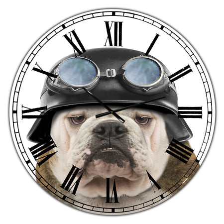 Dog With Biker Helmet  - Oversized Modern Wall Clock