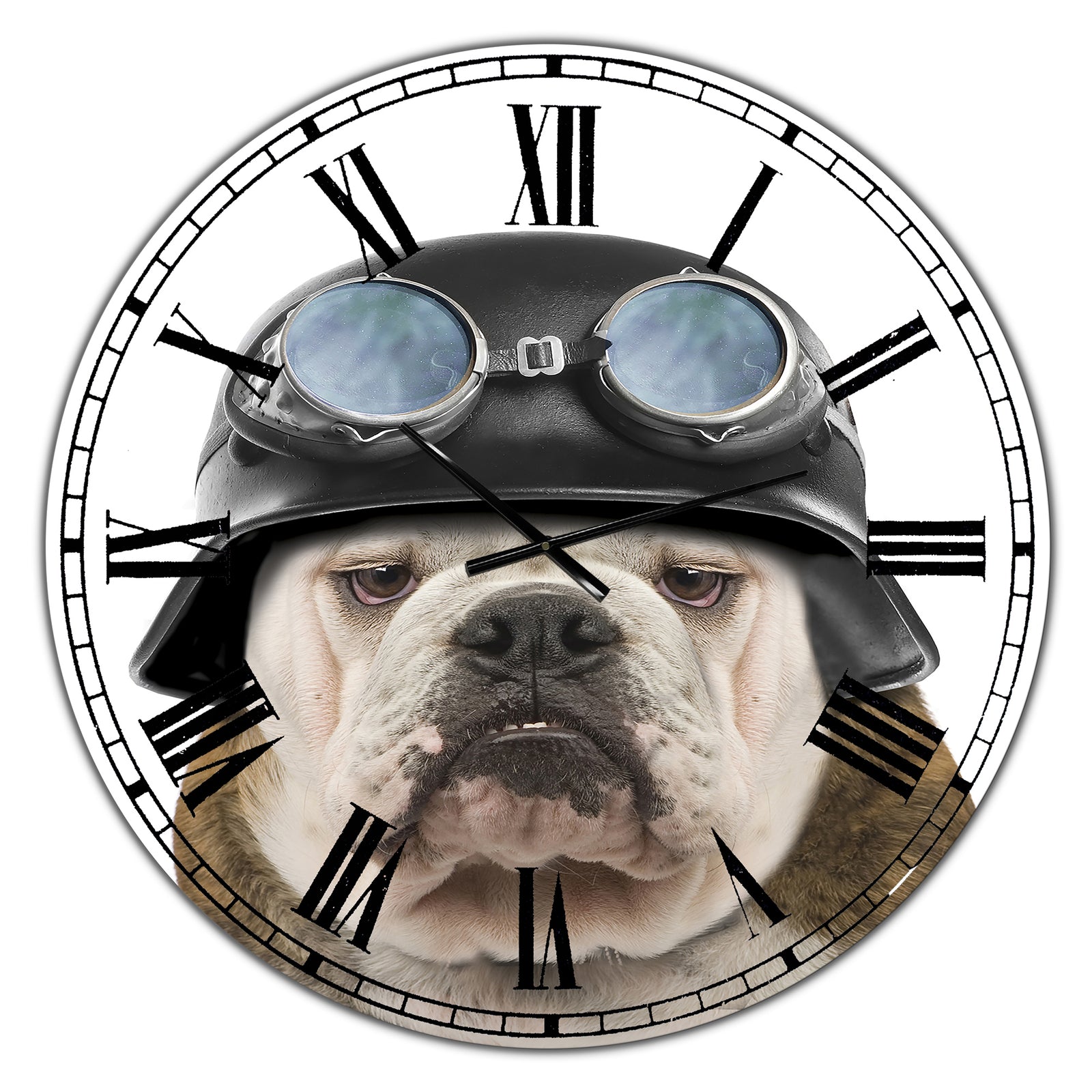 Dog With Biker Helmet  - Oversized Modern Wall Clock
