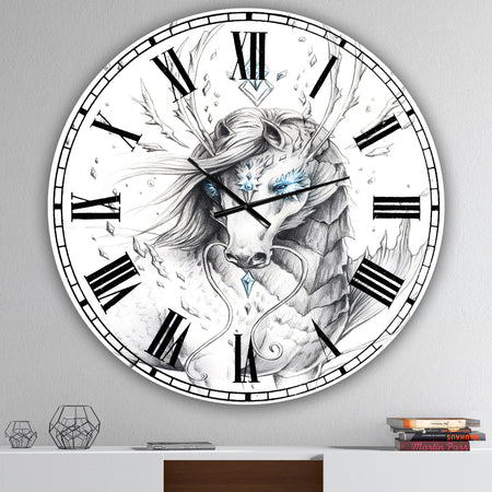 Sea Horse Crystal Blue - Oversized Modern Wall Clock
