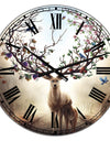 Deer With Blossoming Antlers - Large Cottage Wall Clock