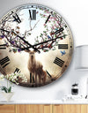 Deer With Blossoming Antlers - Large Cottage Wall Clock