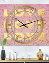 Love, Love, Love - Oversized Glam Wall Clock - 3 Panels