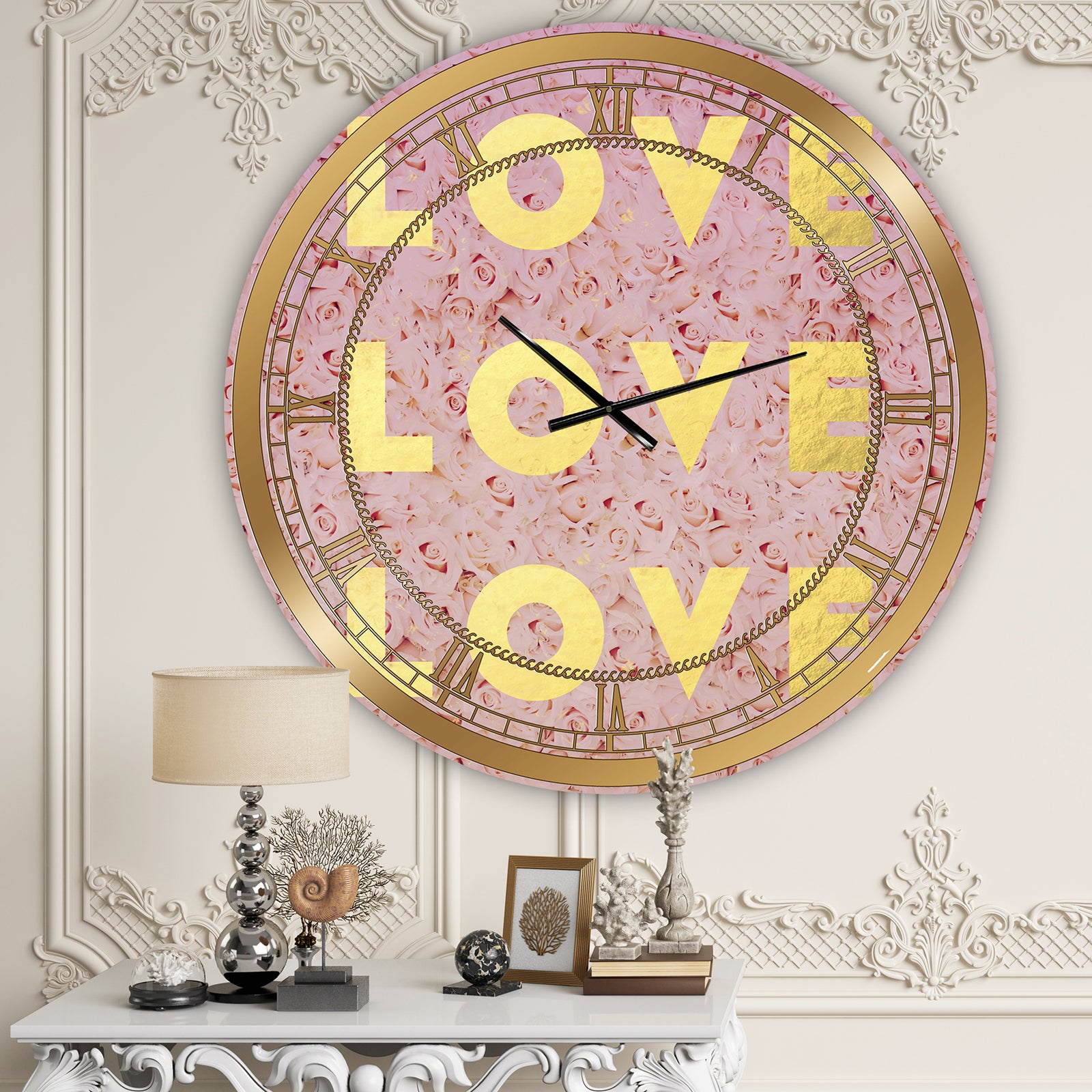 Love, Love, Love - Oversized Glam Wall Clock