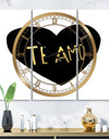 Te Amo - Large Glam Wall Clock - 3 Panels