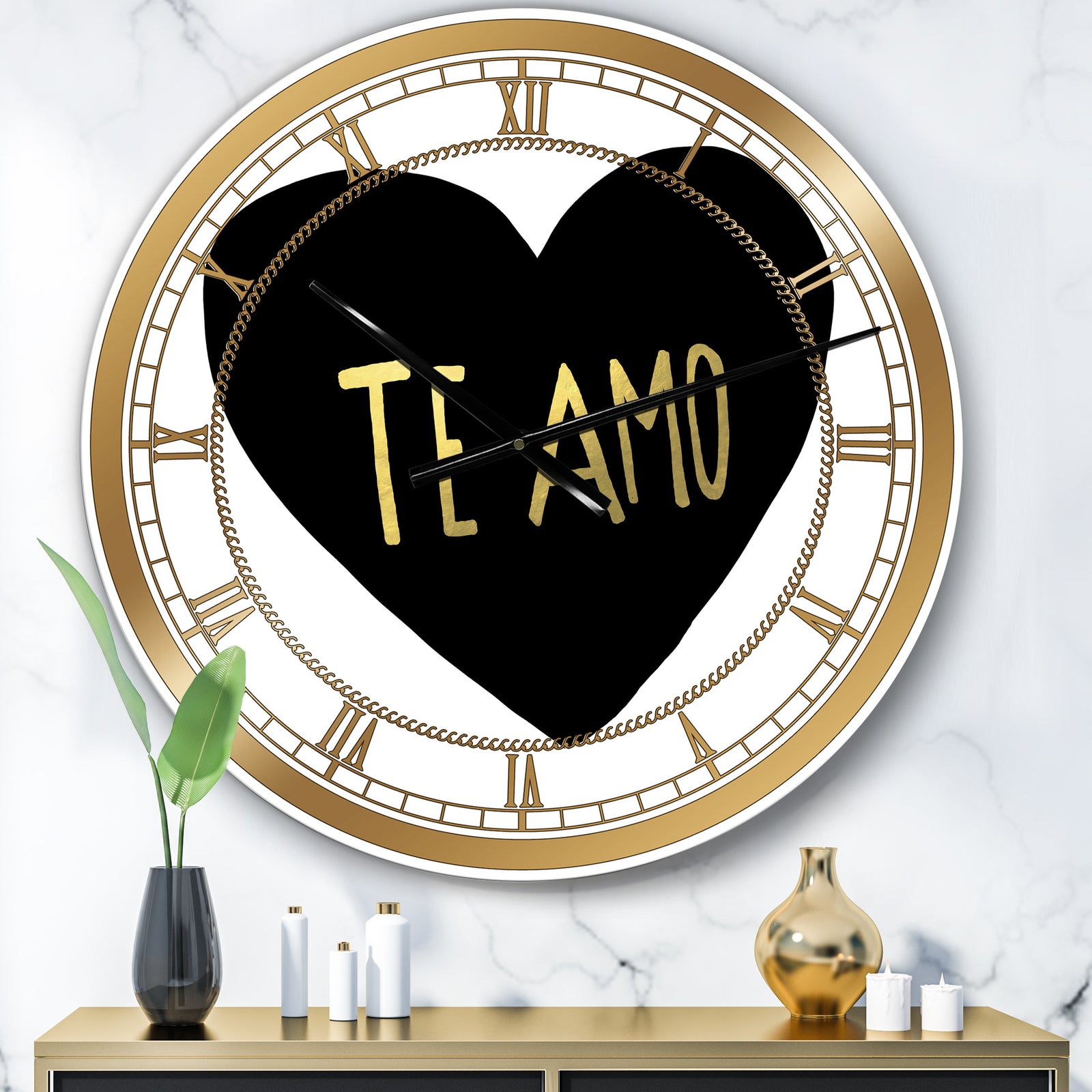 Te Amo - Large Glam Wall Clock
