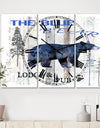 The Blue Bear - Large Cottage Wall Clock - 3 Panels