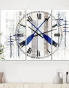 The Blue Moose - Oars - Oversized Cottage Wall Clock - 3 Panels