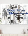 The Blue Moose - This Way II - Large Cottage Wall Clock - 3 Panels