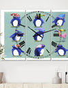 Eight Penguins And A Flamingo - Large Nautical & Coastal Wall Clock - 3 Panels