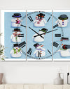 The Melting Snowmen - Oversized Modern Wall Clock - 3 Panels