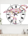 Flamingo Composition of Flamingo - Large Cottage Wall Clock - 3 Panels