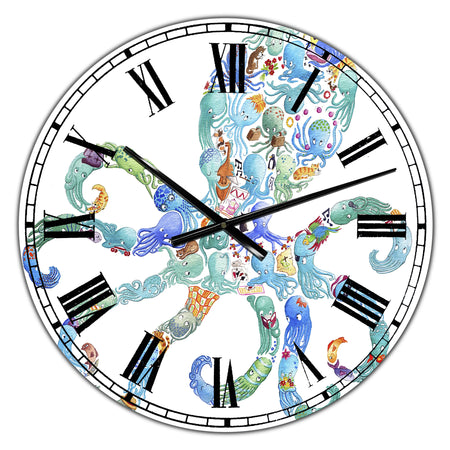Octopus Made Of Octopus - Large Nautical & Coastal Wall Clock