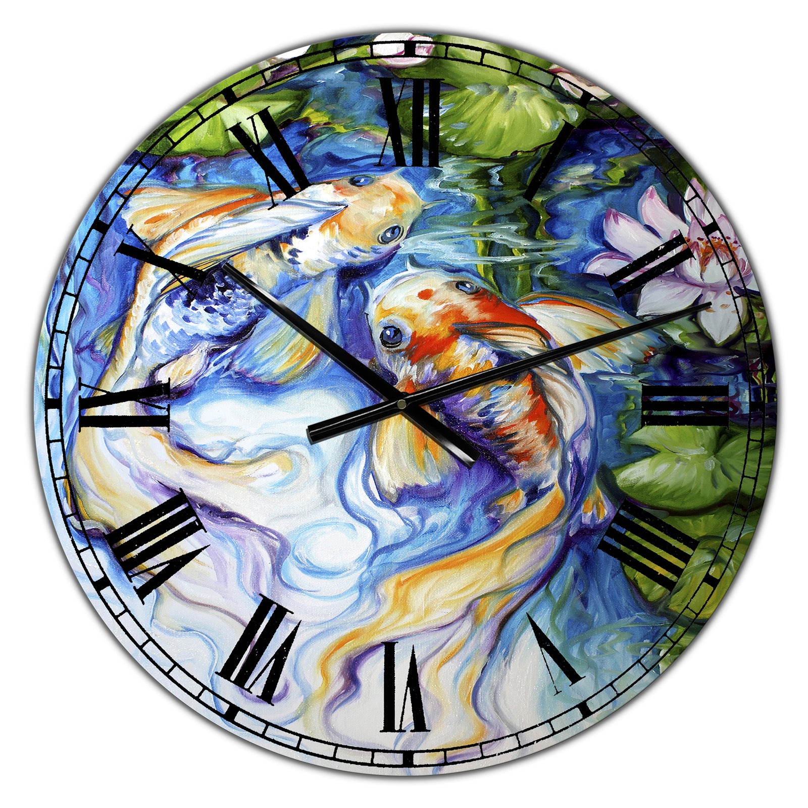 Koi Koi And Lily - Large Nautical & Coastal Wall Clock