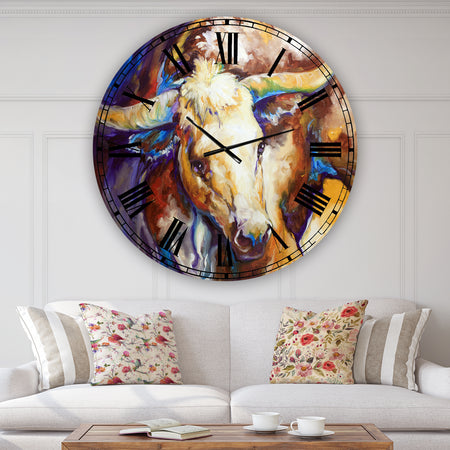 Power Longhorn Abstract - Oversized Cottage Wall Clock