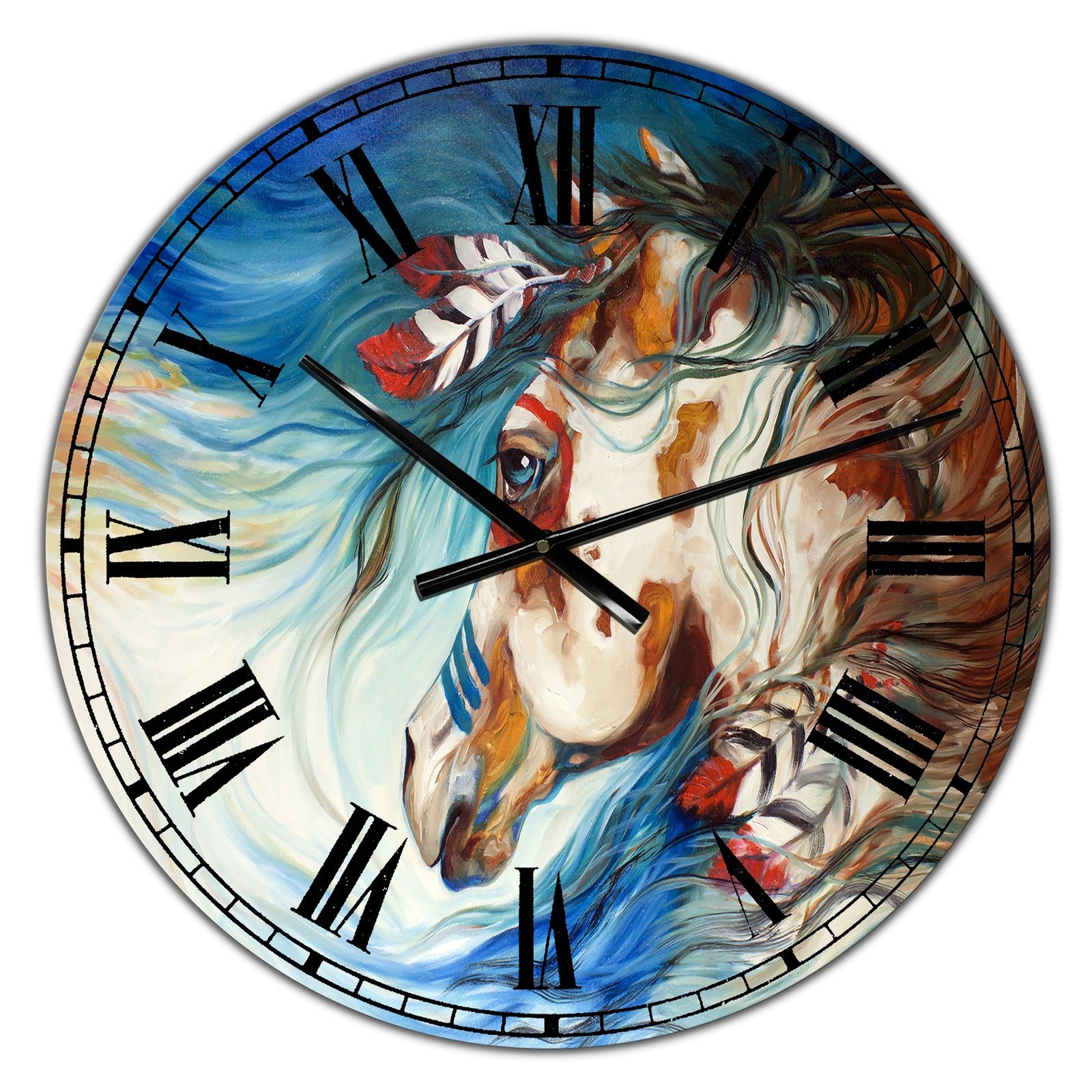 The Drifter Indian War Horse - Large Cottage Wall Clock