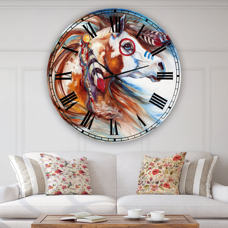 Wind Of Thunder Indian War Horse - Oversized Cottage Wall Clock