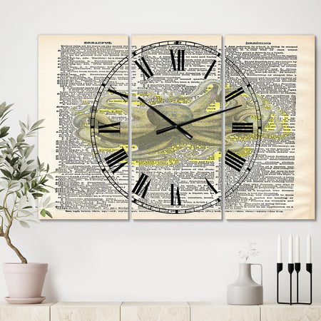 Dreadful Octopus IV - Large Nautical & Coastal Wall Clock - 3 Panels