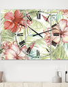 Hibiscus Paradise - Oversized Cottage Wall Clock - 3 Panels