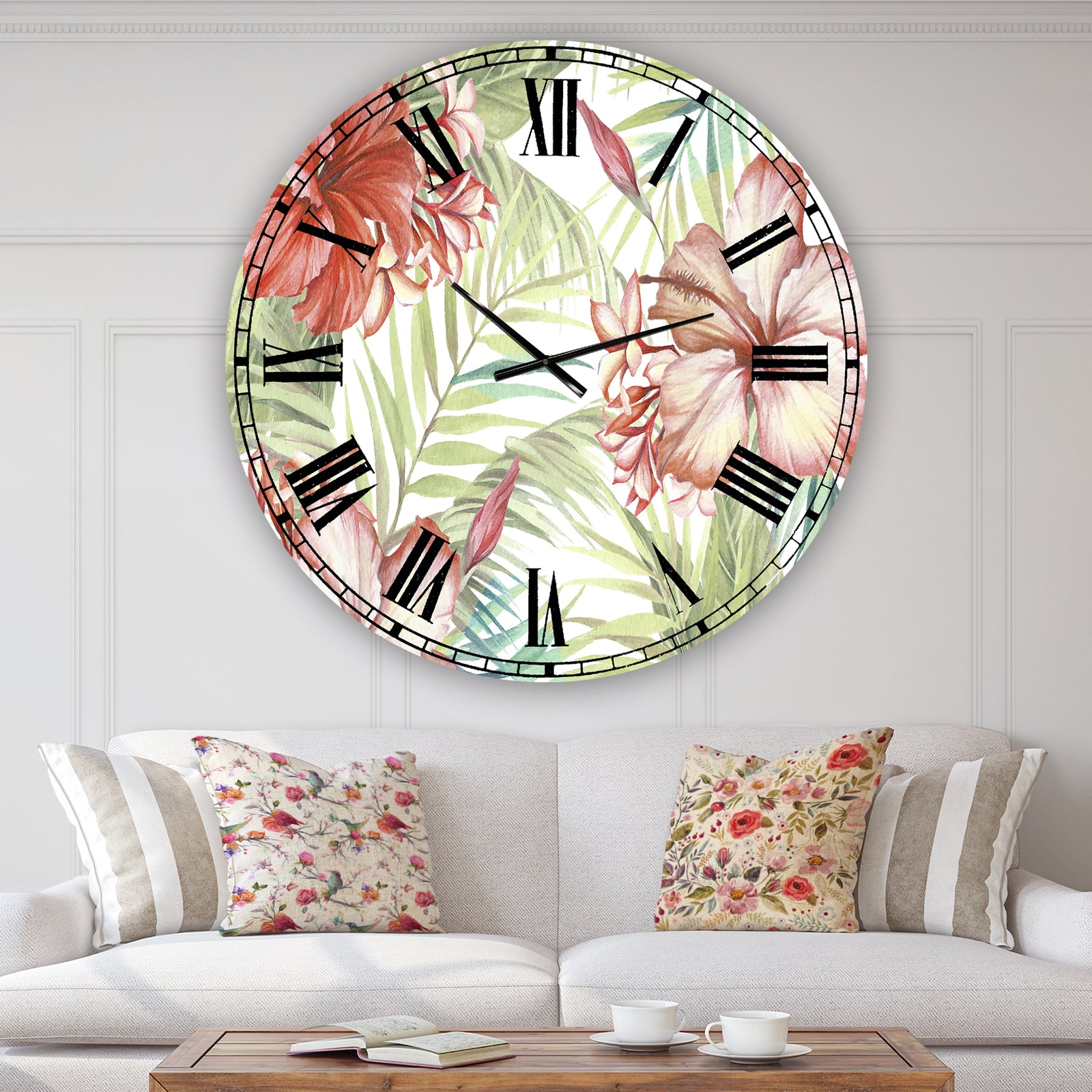 Hibiscus Paradise - Oversized Cottage Wall Clock