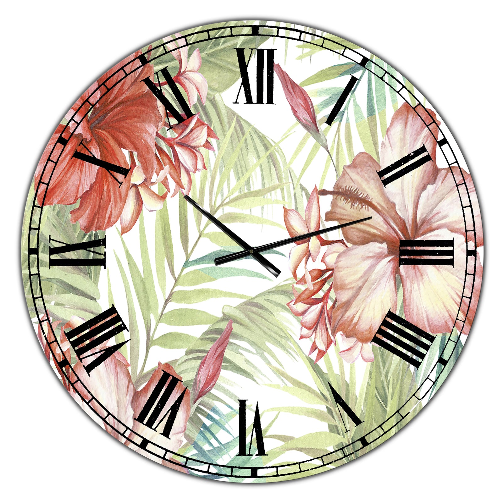 Hibiscus Paradise - Oversized Cottage Wall Clock
