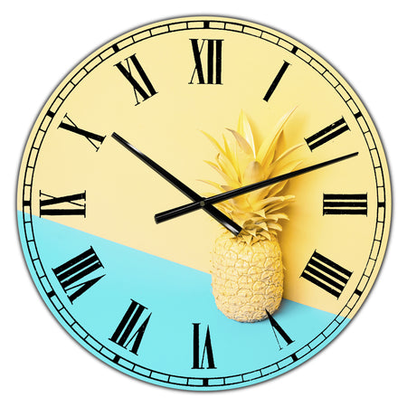Pink And Blue Pinapple - Large Modern Wall Clock