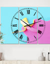 Pink And Blue Banana - Large Modern Wall Clock - 3 Panels