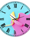 Pink And Blue Banana - Oversized Modern Wall Clock