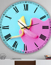 Pink And Blue Banana - Oversized Modern Wall Clock