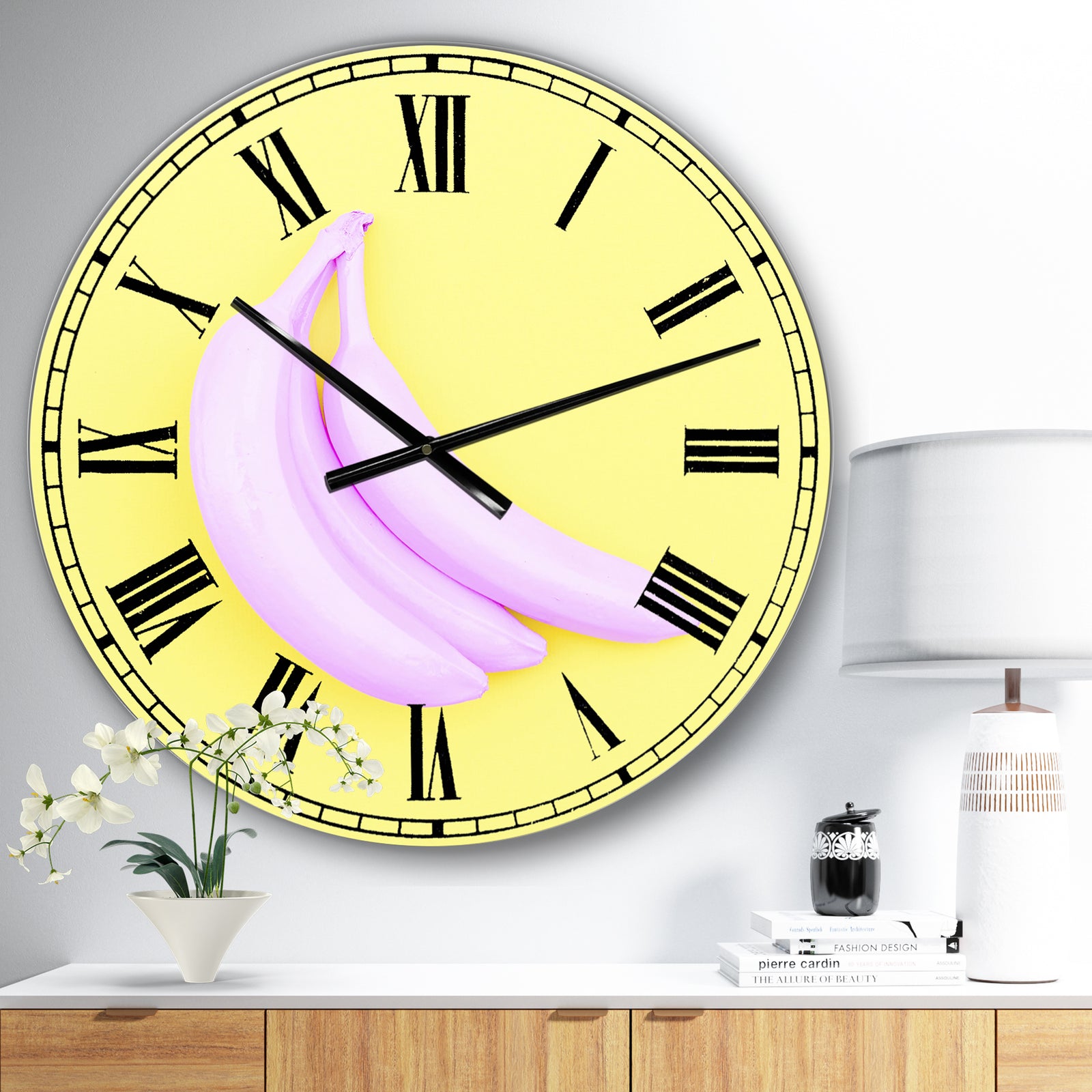 Pink Banana - Large Modern Wall Clock