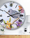 Starling Bird with Flowers - Large Cottage Wall Clock