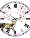 Cherry Blossom Deer - Oversized Cottage Wall Clock