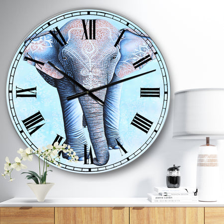 Painted Asian Elephant - Large Cottage Wall Clock