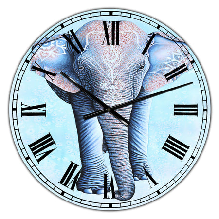 Painted Asian Elephant - Large Cottage Wall Clock