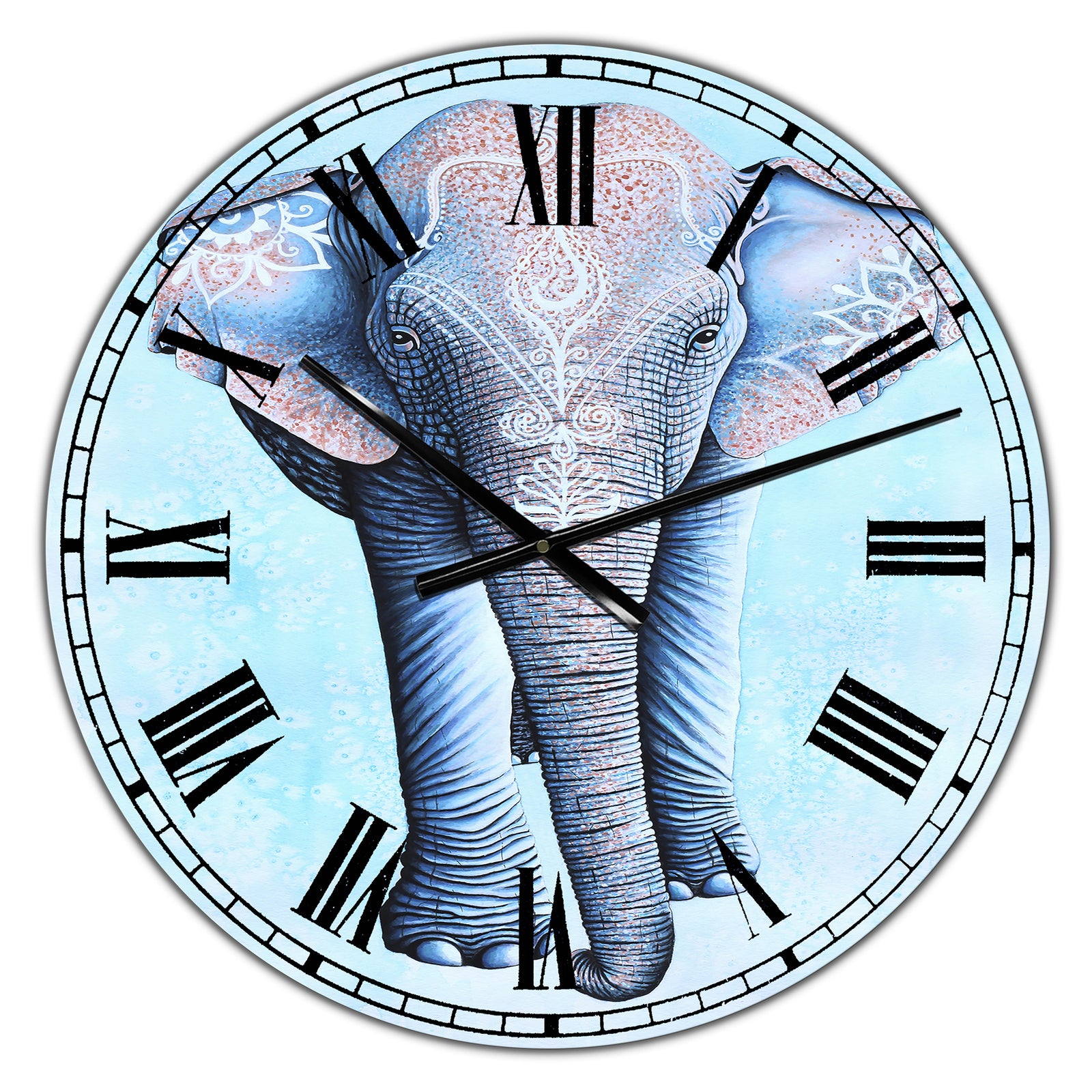Painted Asian Elephant - Large Cottage Wall Clock