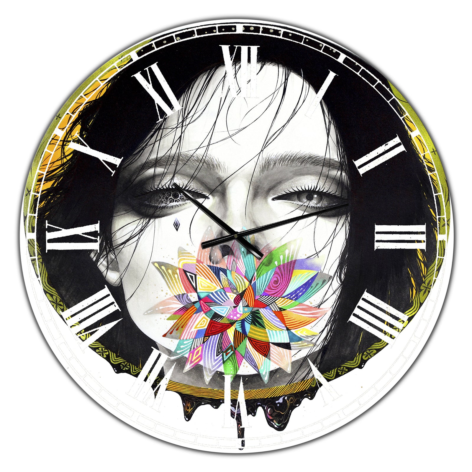 Black Blossom - Oversized Modern Wall Clock