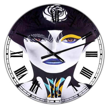 Urban Woman With Blue Lips - Large Modern Wall Clock