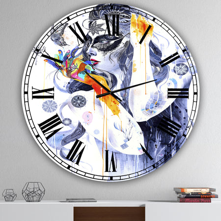 Urban Girl Watching Butterfly - Oversized Modern Wall Clock