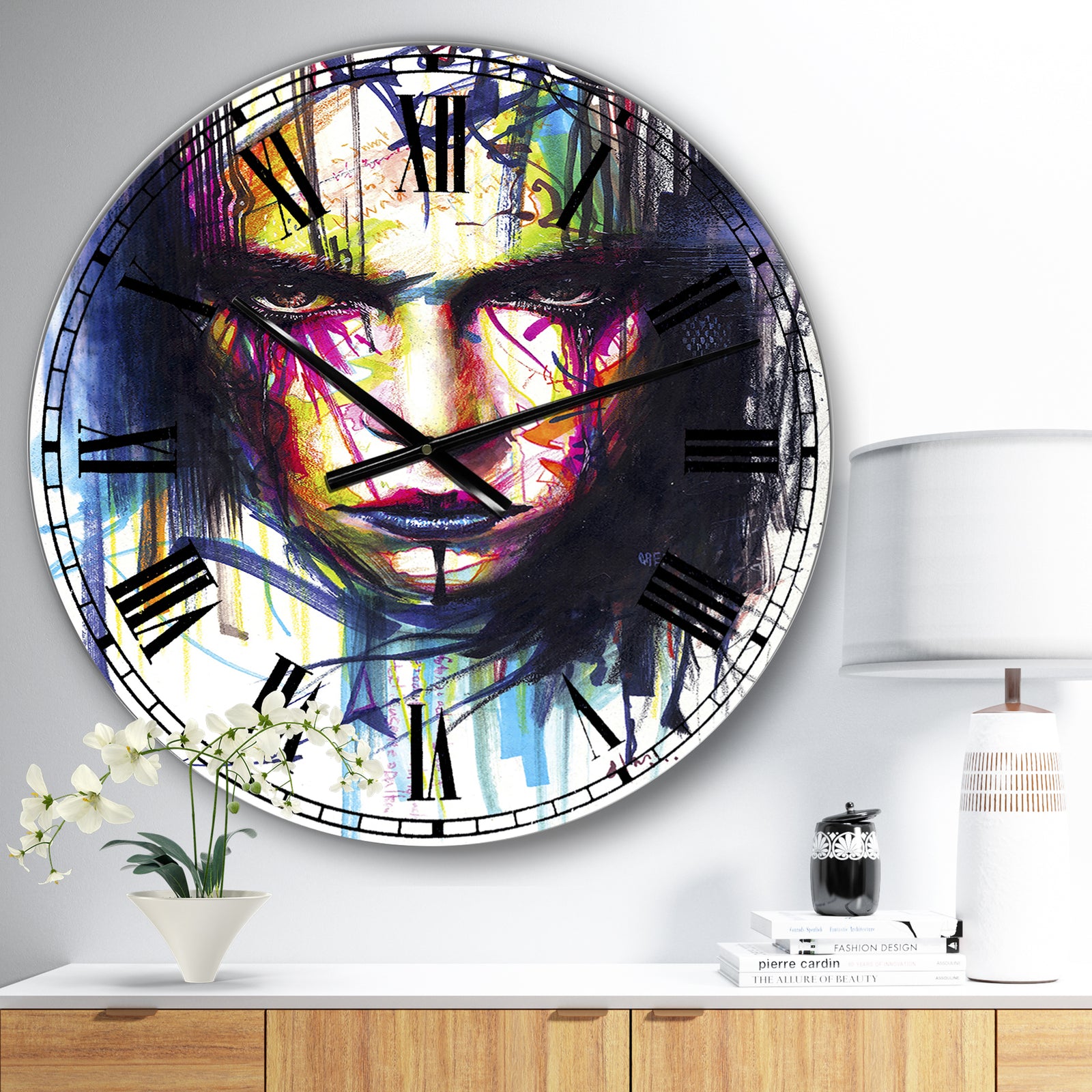 Colorful Gazing Man - Large Modern Wall Clock