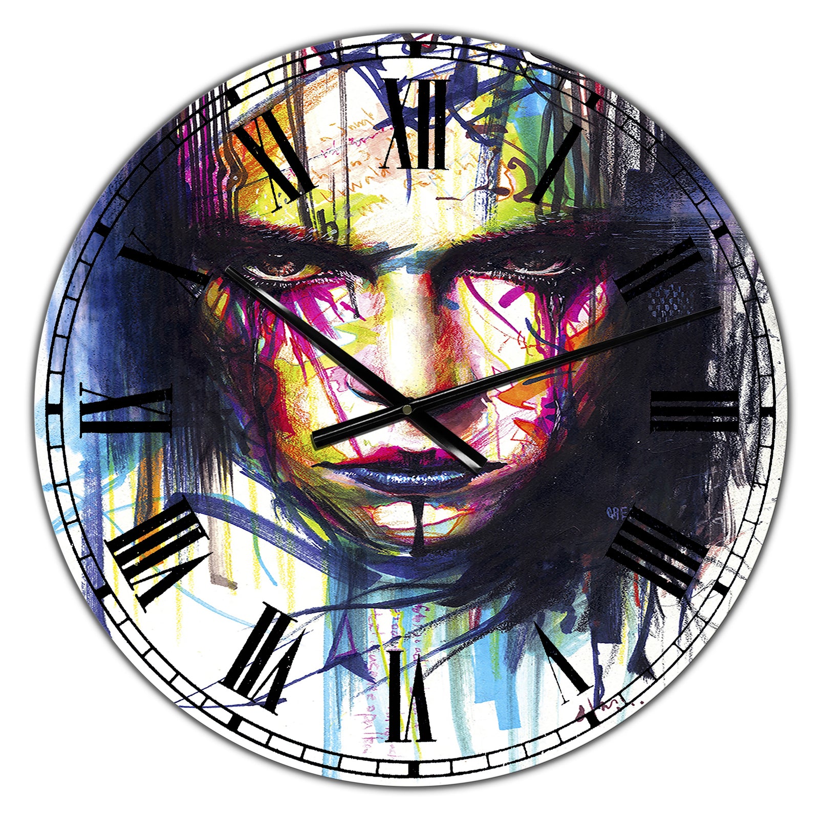 Colorful Gazing Man - Large Modern Wall Clock