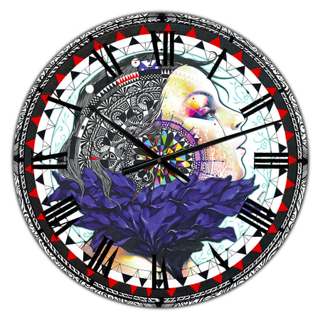 Urban Girl Mandala - Large Modern Wall Clock