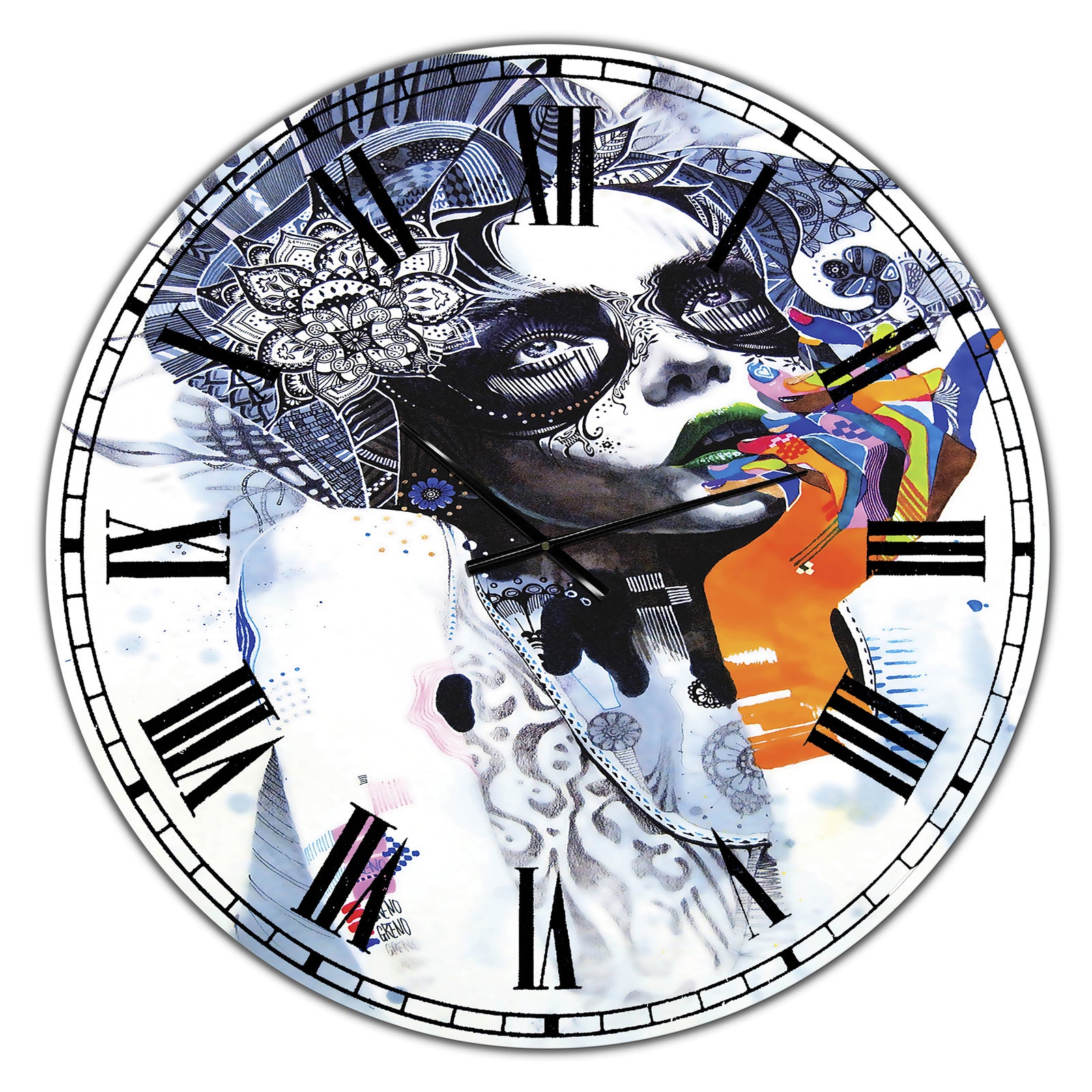 Beautiful Urban Dreaming Girl - Oversized Modern Wall Clock